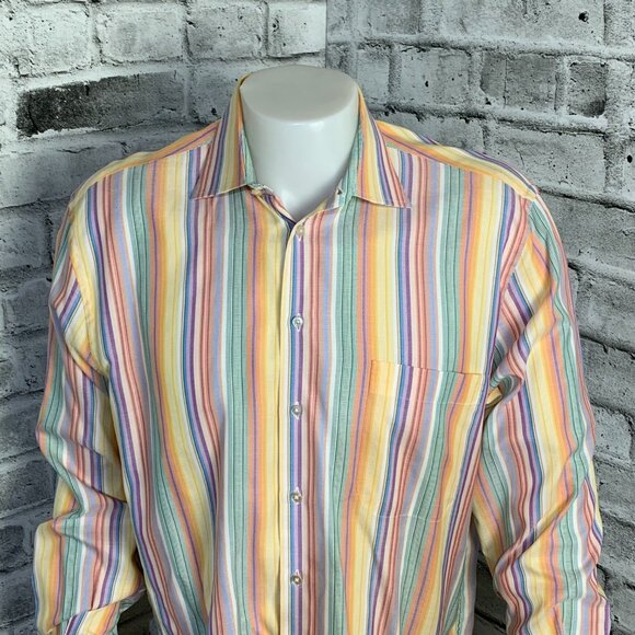 Jack Lipson Signature Striped Multicolor Casual Long Sleeve Shirt - Picture 2 of 11